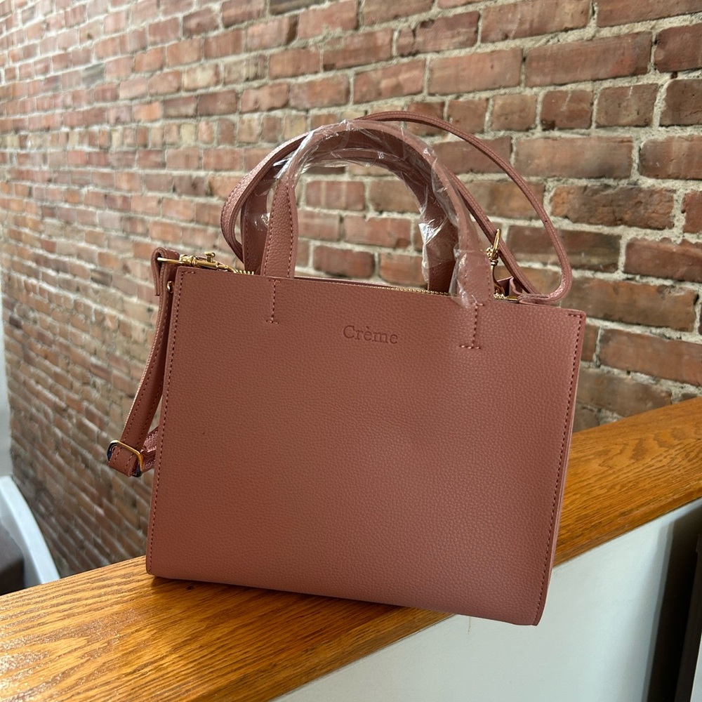 Dusty rose pink Women Mini Tote Leather Handbag